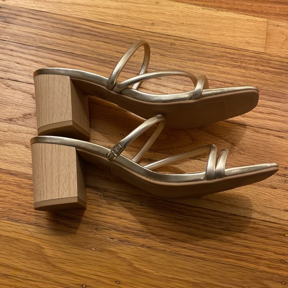 Gold Block Heel Strappy Sandal - Picture 5 of 5